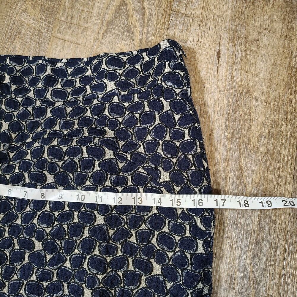DVF Diane Von Furstenberg Navy Size M Geometric Wool Blend Pencil Skirt Stretch - Picture 2 of 6